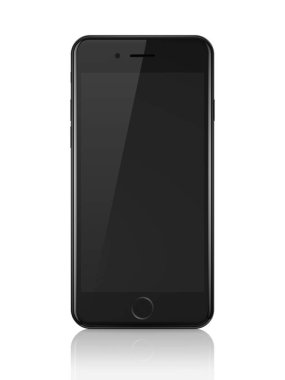 Minsk, Beyaz Rusya - 26 Haziran 2017: siyah iphone 7 boş siyah perde ile.