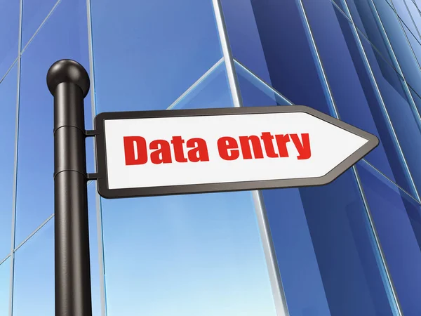 Gegevens concept: ondertekenen van Data Entry op het opbouwen van de achtergrond — Stockfoto