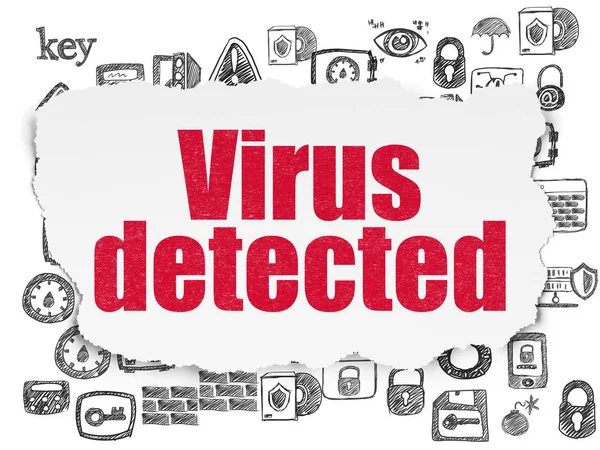 Concetto di sicurezza: Virus rilevato su sfondo carta strappata — Foto Stock