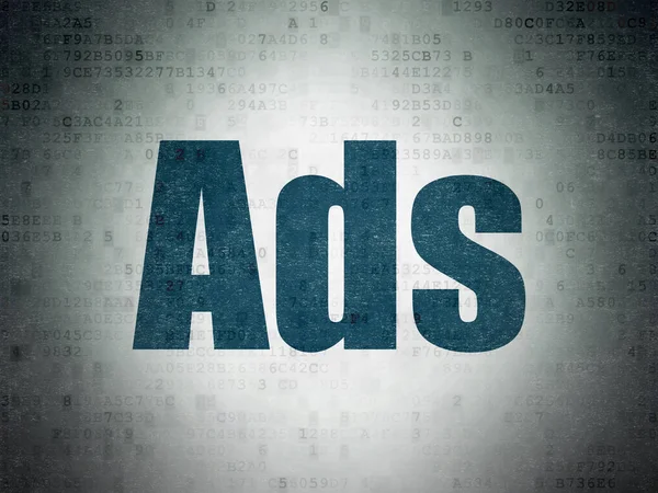Концепция рекламы: Объявления на фоне цифровых документов — стоковое фото