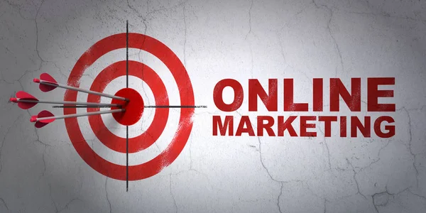 Advertising concept: target and Online Marketing on wall background — Stock Photo, Image