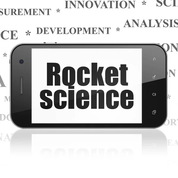 Наука концепції: смартфон з ракетобудування на дисплеї — стокове фото