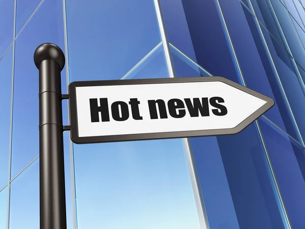 Conceito de notícias: assinar Hot News on Building background — Fotografia de Stock
