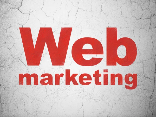 Web-Entwicklungskonzept: Web-Marketing auf Wandhintergrund — Stockfoto