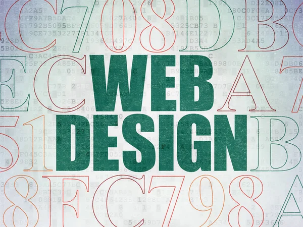 Conceito de Web design: Web Design em plano de fundo de papel de dados digitais — Fotografia de Stock