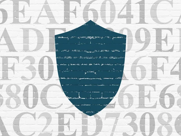 Conceito de privacidade: Escudo no fundo da parede — Fotografia de Stock