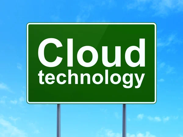 Cloud technologie concept: Cloud technologie op weg teken achtergrond — Stockfoto