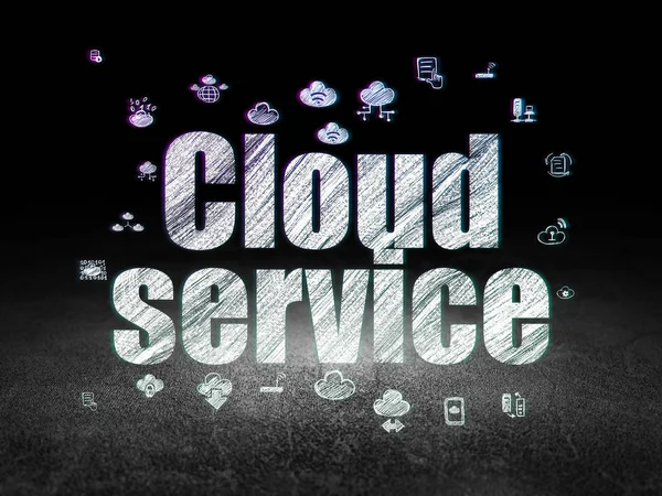 Cloud Computing Konzept: Cloud Service im Grunge Dark Room — Stockfoto