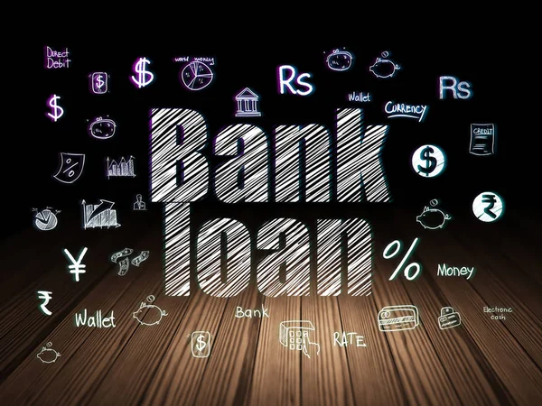 Valuta concept: de lening van de Bank in de donkere kamer grunge — Stockfoto