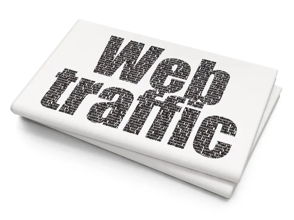 Web design koncepció: webes forgalom, háttér üres újság — Stock Fotó