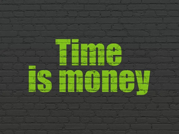 Concept van de tijd: tijd Is geld op muur achtergrond — Stockfoto