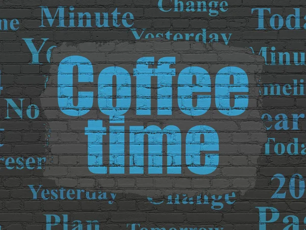 Zaman çizelgesi kavramı: duvar arka plan üzerinde kahve saati — Stok fotoğraf