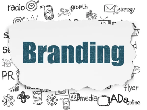 Koncepcja marketingu: Branding na tle rozdarty papier — Zdjęcie stockowe