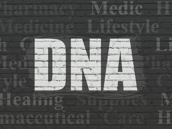 Conceito de medicina: DNA no fundo da parede — Fotografia de Stock