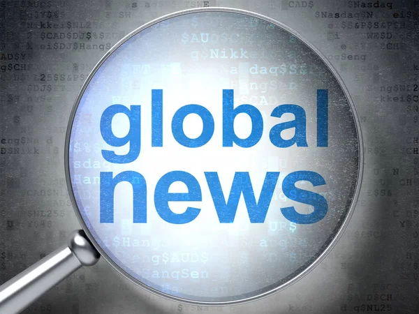 Концепция новостей: Глобальные новости с оптическим стеклом — стоковое фото