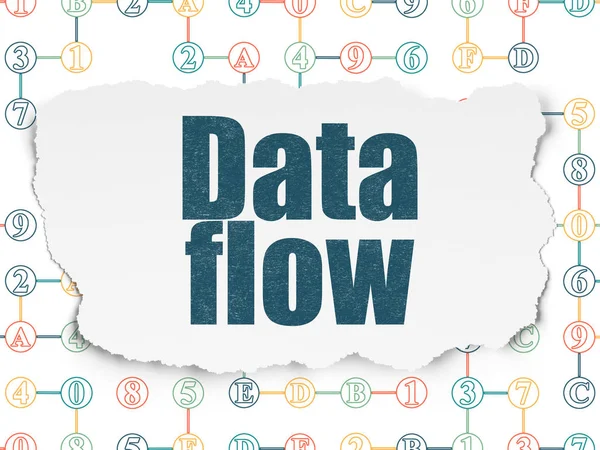 Conceito de dados: fluxo de dados no fundo do papel rasgado — Fotografia de Stock
