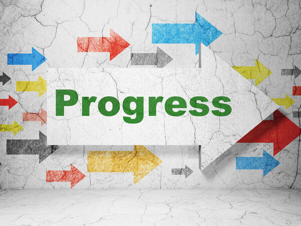 Finance concept: arrow with Progress on grunge wall background