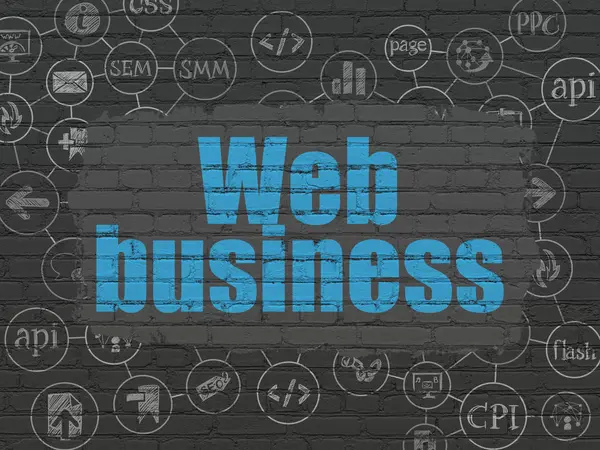 Concepto de desarrollo web: Web Business on wall background — Foto de Stock