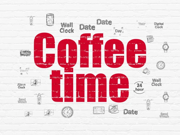 Concetto di tempo: Coffee Time sullo sfondo della parete — Foto Stock