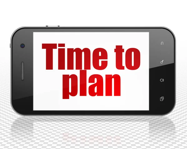 Zaman kavramı: Smartphone Plan üstünde göstermek için zamanla — Stok fotoğraf