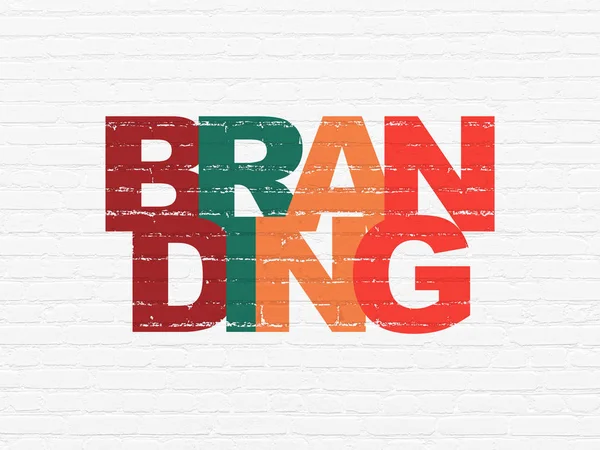 Marketingkonzept: Branding auf Wandhintergrund — Stockfoto