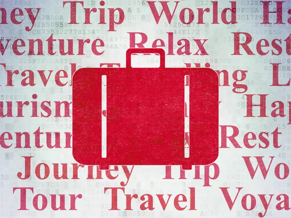 Pojęcie turystyki: torba na tle cyfrowych danych papierze — Zdjęcie stockowe