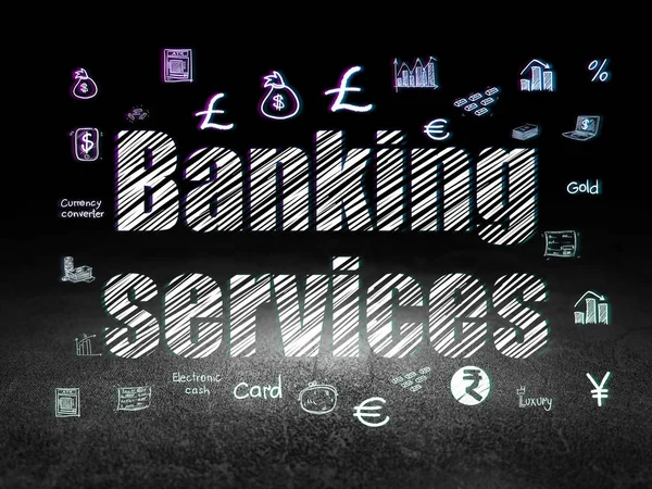Bank fogalma: banki szolgáltatások grunge sötét szobában — Stock Fotó