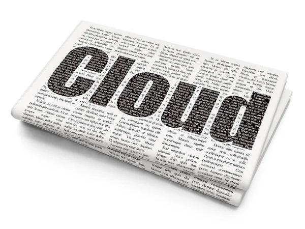 Cloud-Computing-Konzept: Cloud auf Zeitungshintergrund — Stockfoto