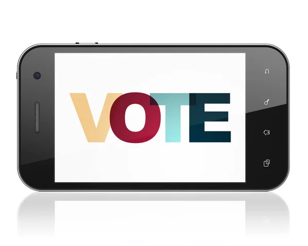 Πολιτική έννοια: Smartphone με ψηφοφορία στην οθόνη — Φωτογραφία Αρχείου