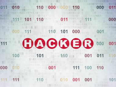 Emniyet konsepti: Hacker dijital veri kağıt arka plan üzerinde