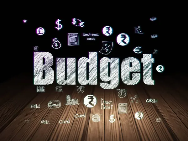 Concetto bancario: Budget in camera oscura grunge — Foto Stock