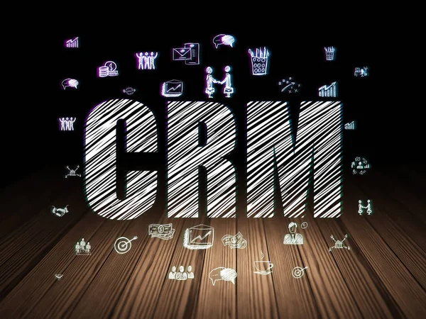Finance concept: CRM in grunge dark room — Stock Photo, Image