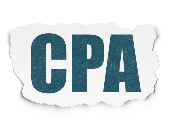 Concept d'entreprise : CPA sur fond de papier déchiré — Photo