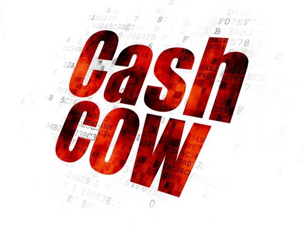 Finanční koncept: dojná kráva na digitální pozadí — Stock fotografie