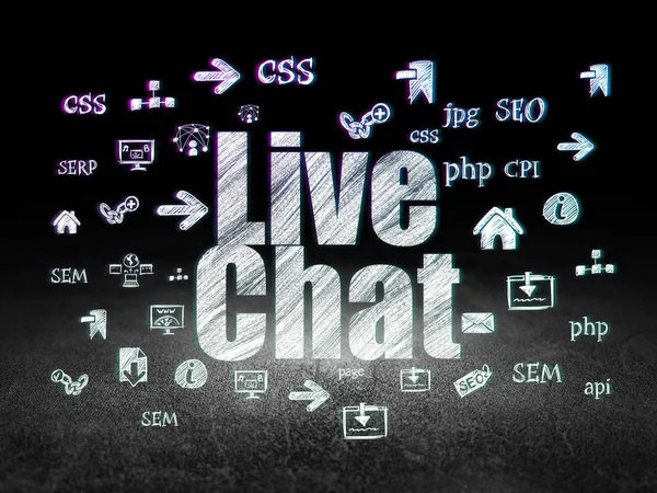 Concept de conception Web : Chat en direct dans une pièce sombre grunge — Photo