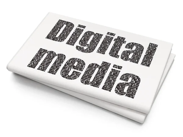 広告の概念: 空白の新聞の背景にデジタル メディア — ストック写真