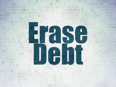 İş kavramı: dijital veri kağıt arka plan üzerinde borç silme