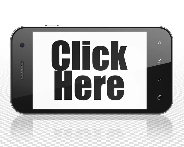 Web design concept: Smartphone with Click Here on display — Stock Photo, Image
