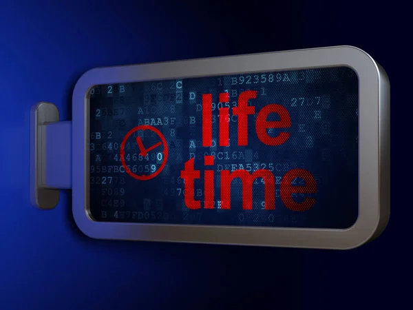 Tijd concept: levensduur en klok op billboard achtergrond — Stockfoto