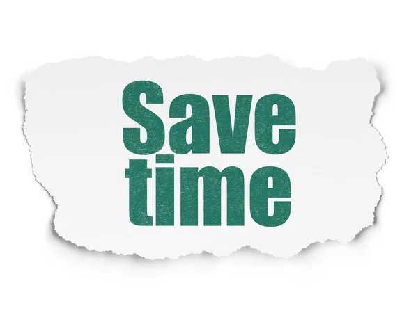 Timeline-Konzept: Zeit sparen auf zerrissenem Papier-Hintergrund — Stockfoto