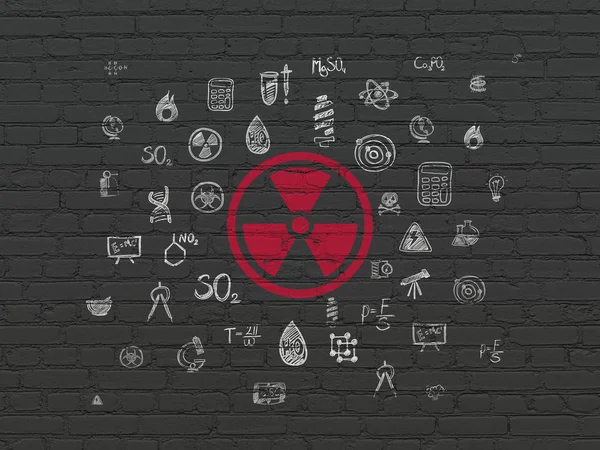 Vetenskap koncept: strålning på vägg bakgrund — Stockfoto