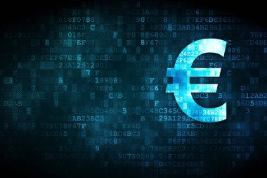Para kavramı: dijital arka plan üzerinde Euro