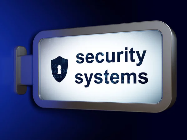 Security concept: Security Systems and Shield With Keyhole on billboard background — Stock Photo, Image