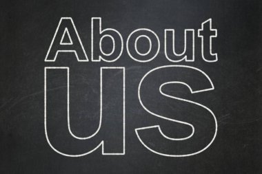 reklam kavramı: Kara tahta zemin üzerine Hakkımızda