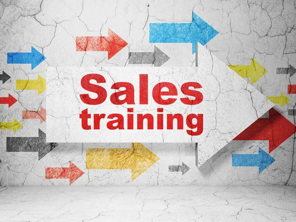 Advertising concept: arrow with Sales Training on grunge wall background — Stock Photo, Image