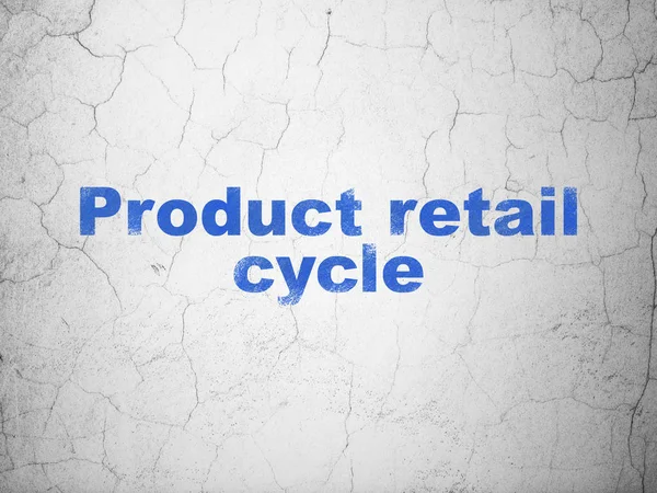 Werbekonzept: Produkteinzelhandelszyklus auf Wandhintergrund — Stockfoto
