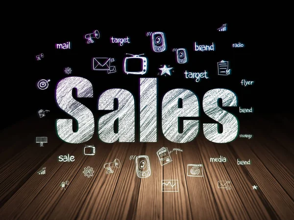 Reklam kavramı: grunge karanlık odada satış