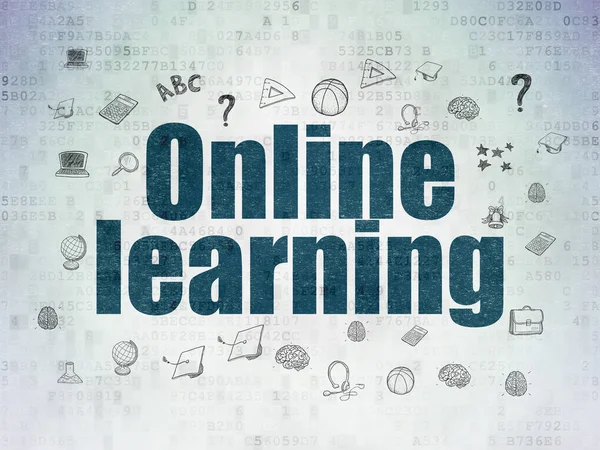 Koncepcja studia: Online Learning na tle cyfrowych danych papierze — Zdjęcie stockowe