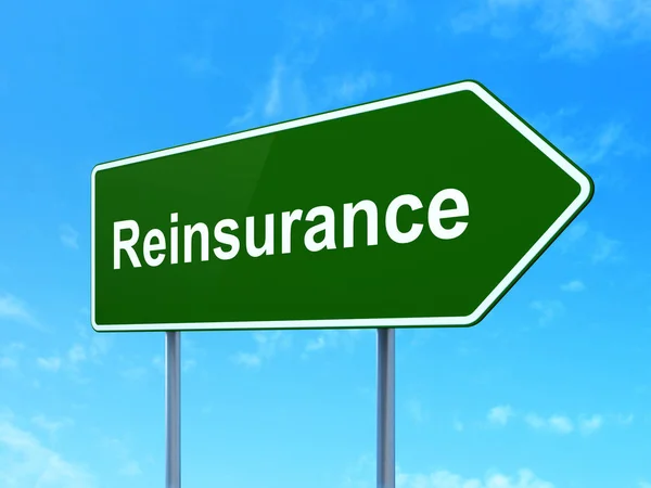 Insurance concept: Reinsurance on road sign background — Stockfoto