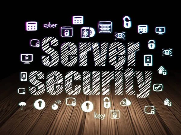 Concepto de seguridad: Seguridad del servidor en sala oscura grunge —  Fotos de Stock